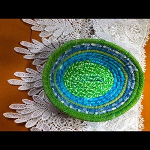 Blue and Green Handmade fabric bowl